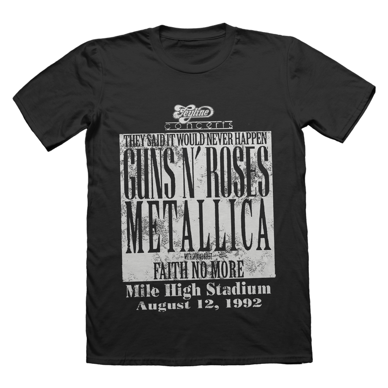 Guns N' Roses and Metallica at Mile High Stadium, 1992 | Feyline Original Flyer Tee