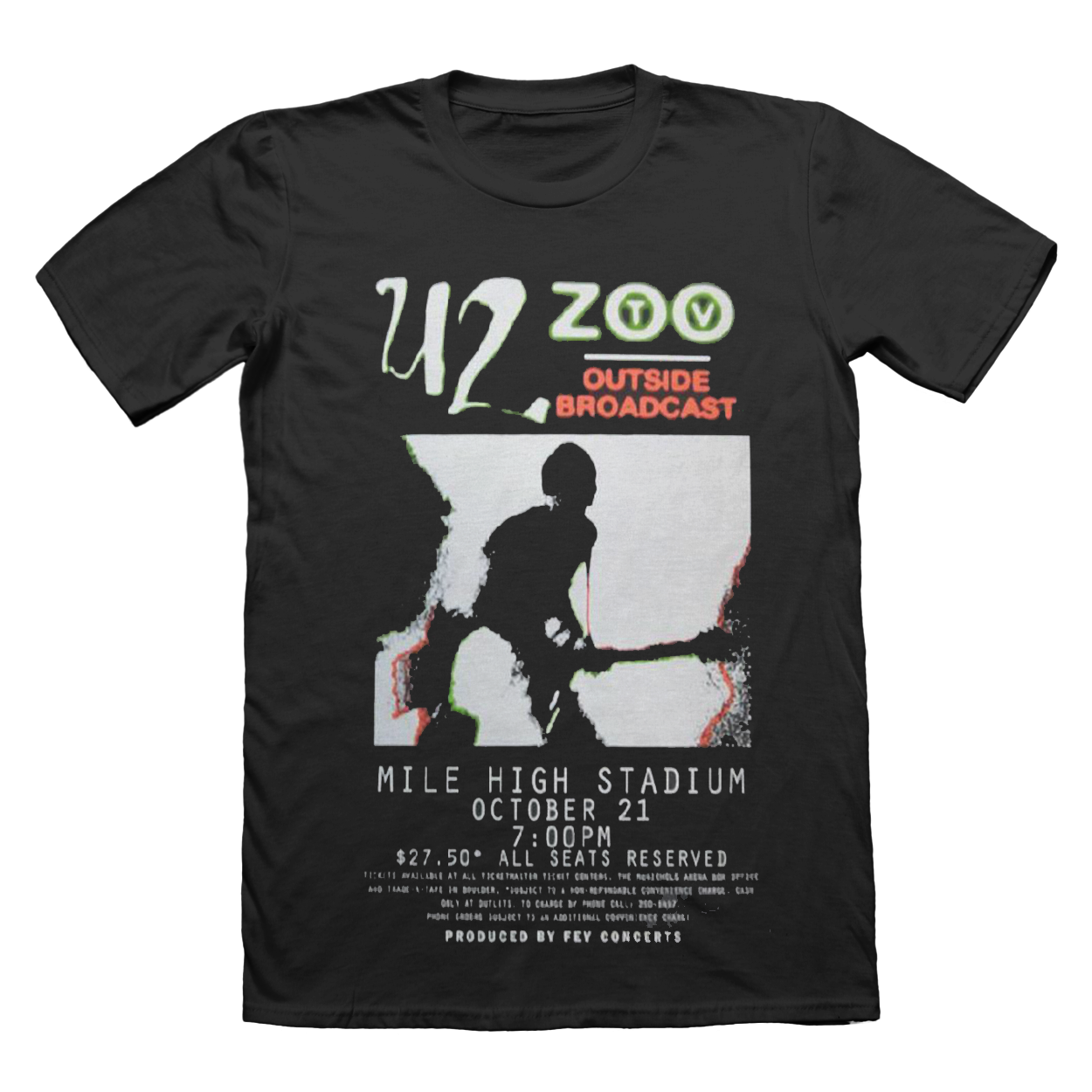 U2 Zoo TV T Shirt – Outside Broadcast Tour Graphic