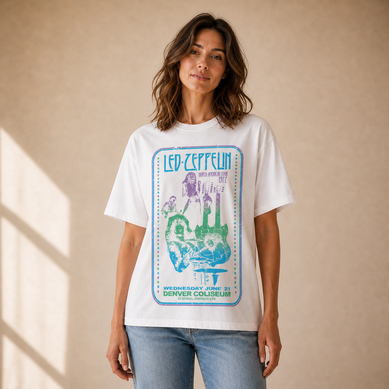White Led Zeppelin T Shirt – Coliseum Flyer Design