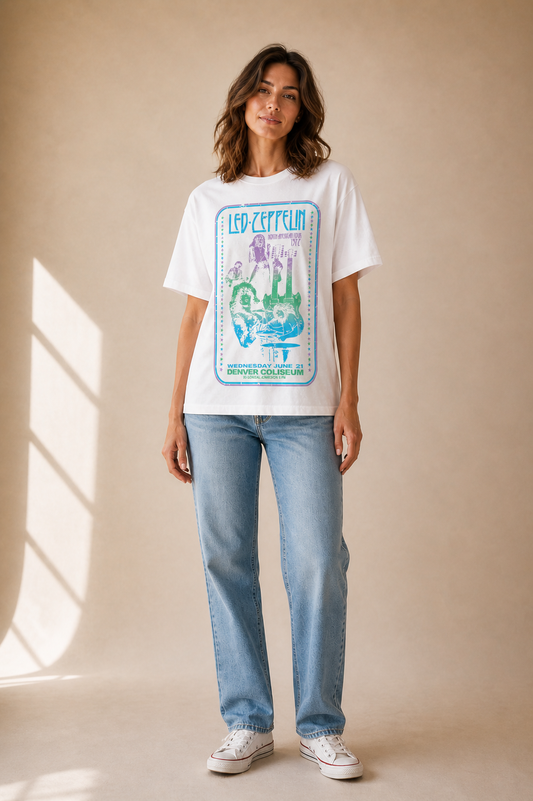 White Led Zeppelin T Shirt – Coliseum Flyer Design