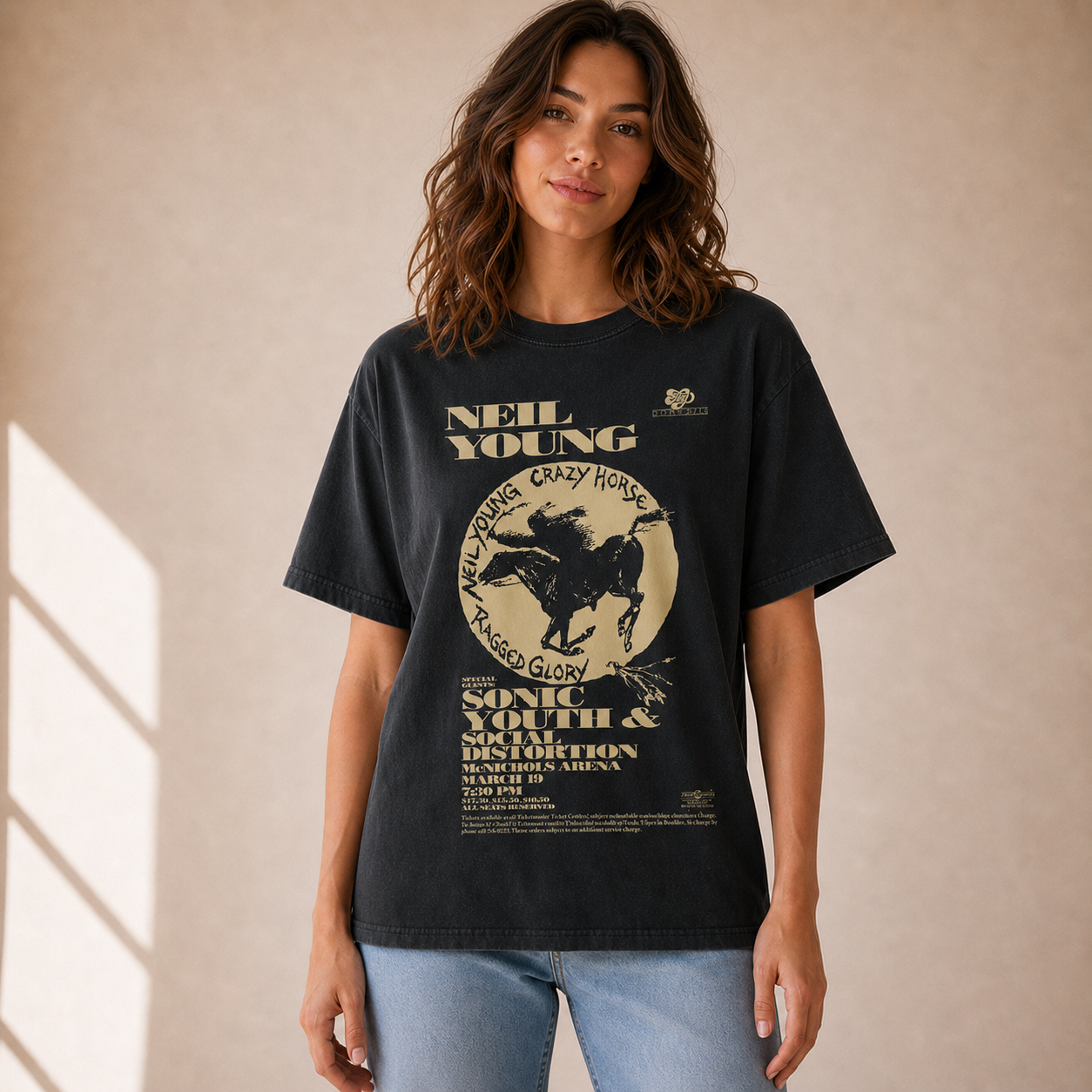 Neil Young T Shirt - Ragged Glory Tour Design